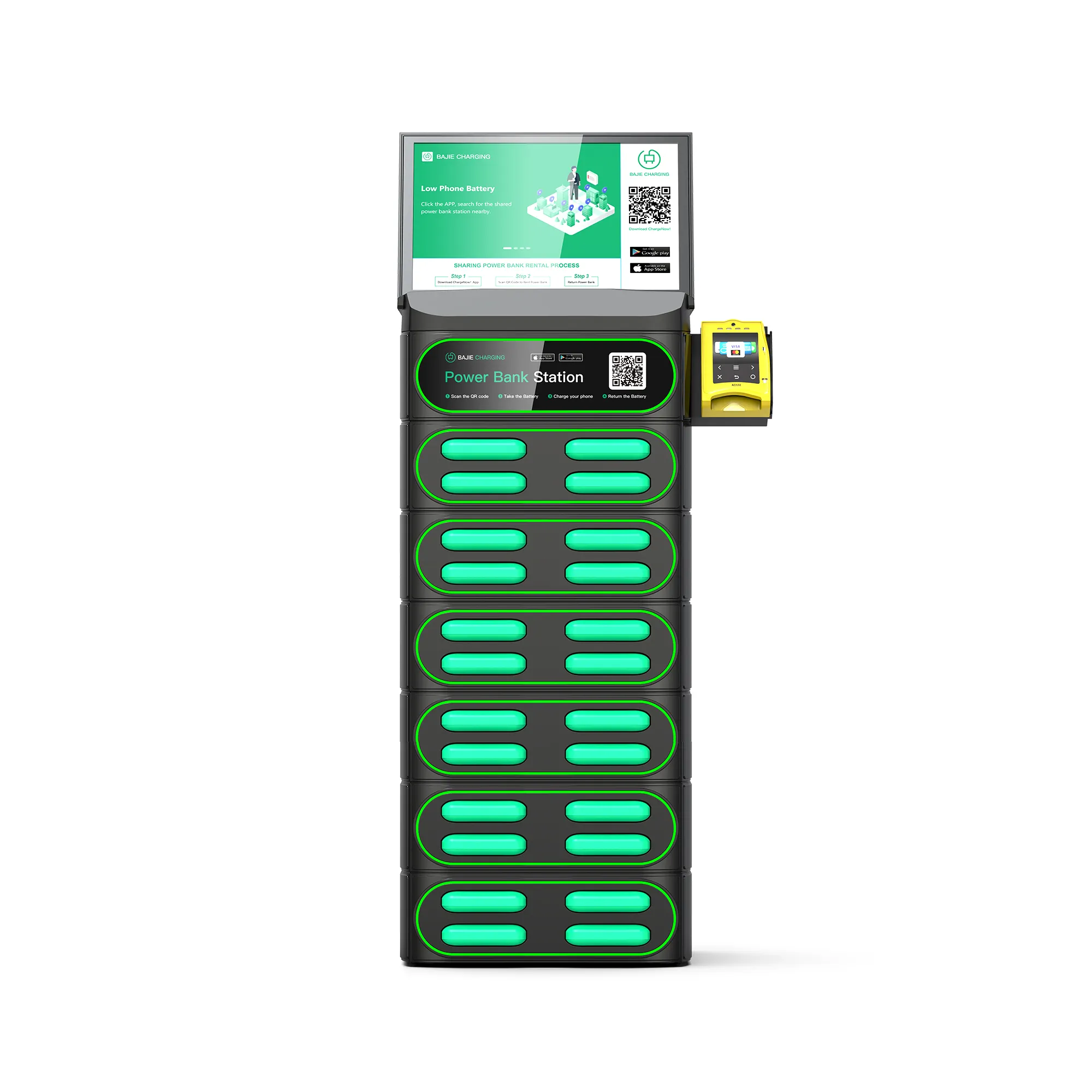 24 Slots stapelbare Mobilfunk-Powerbanks Automaten Miete Ladestation Teilung Powerbank-Station mit Software