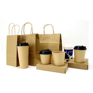 Impreso Emballage Sacchetti <span class=keywords><strong>Carta</strong></span> Boutique Compras Entrega de alimentos Sacar bolsas de papel con asas - Product Image 2