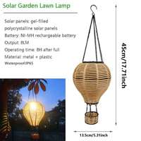Lámpara Colgante Solar LED con Forma de Globo, Diseño Artesanal de Hierro, Decoración para Jardín, Patio y Fiestas al Aire Libre