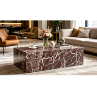 Table basse en marbre véritable, marbre rouge violet naturel, socle en marbre Rosso Levanto, table basse pour intérieurs de luxe