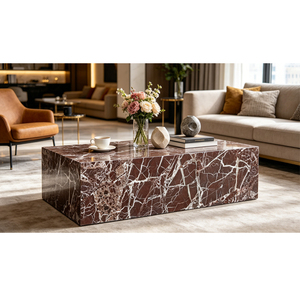 Tavolino da Caffè in Vero <span class=keywords><strong>Marmo</strong></span> Naturale <span class=keywords><strong>Rosso</strong></span> Viola, Base in <span class=keywords><strong>Marmo</strong></span> <span class=keywords><strong>Rosso</strong></span> Levanto per Interni di Lusso - Product Image 4