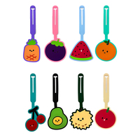 Étiquette de bagage en PVC imprimée UV motif fruits mignons, pour valise de voyage, sac d'école, sac de bord, anti-perte, à suspendre, en stock, promotion, cadeau