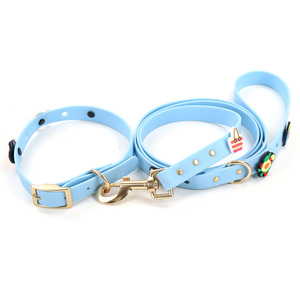 Individuelles Logo Wasserdichtes Geruchsbeständiges Gummi Verstellbares PVC-Hundegeschirr Halsband-Leine-Set mit DIY-Charm-System - Product Image 6