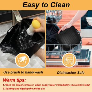 Herramientas para hornear no tóxicas resistentes al calor, revestimiento plegable de silicona reutilizable para horno, accesorios para freidora de aire, revestimiento de silicona para freidora de aire - Product Image 6