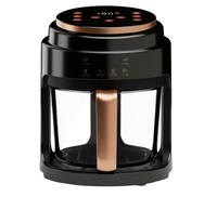 Friteuse à air 4L 700W, corps transparent, commande supérieure, couleur or rose, revêtement antiadhésif PFA, protection contre la surchauffe, friteuse à air numérique