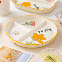 Assiette de contrôle des portions en céramique écologique à compartiments pour enfants et adultes - Compatible micro-ondes et lave-vaisselle