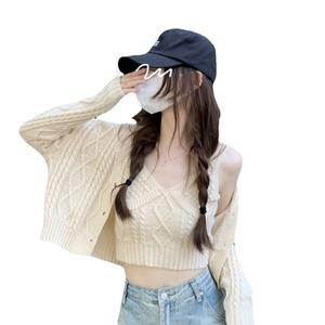 Cárdigan de punto de ganchillo calado <span class=keywords><strong>sin</strong></span> <span class=keywords><strong>botones</strong></span> informal para mujer, suéter de lana de Color sólido para otoño - Product Image 1