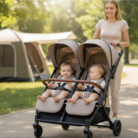 Poussette double pour jumeaux, sièges côte à côte, pliable d'une seule main, cadre en alliage d'aluminium de haute qualité, tissu, 0-3 ans