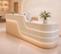 Bureau de réception moderne en MDF de luxe, écologique, avec éclairage LED pour hôtel, salle de sport, salons de beauté