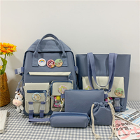 Vendita calda 5 pezzi set borse da scuola in Nylon per ragazze adolescenti nuove donne zaino kawaii borsa a tracolla per studenti per bambini