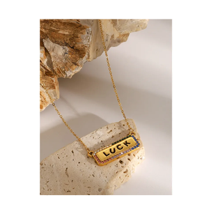 Collier de bijoux de banlieue pour femmes hypoallergénique en acier inoxydable brillant Zircon pendentif chaînes à la mode - Product Image 4