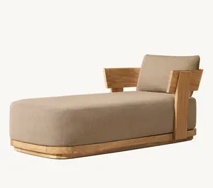 SOLARO lettino realizzato artigianalmente in legno massello di Teak naturale con fodere per cuscino Reclines Hotel Chaise per piscina