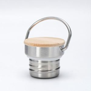 Botella de Agua para Camping de Acero Inoxidable, Botella de Agua Metálica Grande con Asa y Tapa de Bambú, Botella a Prueba de Fugas - Product Image 2