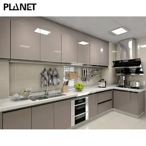 2024 Unique Comtomized Kitchen Cabinet Concealed Handle Cupboard Modern White Gloss Rta Cheap Kitchen Cabinet Set