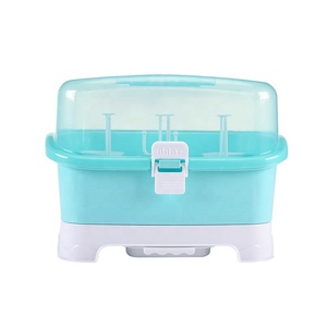 Wholesales High Capacity Removable Base Baby Bottle Organizer Storage Box Baby Feeding Bottle Storage With Drain Rack