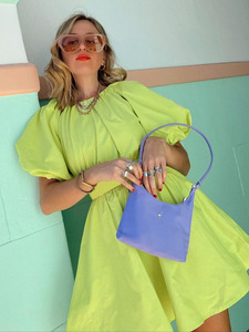 Abito elegante con maniche a sbuffo stile Vintage stile Vintage stile Vintage stile occidentale Mini arruffato abiti Casual da donna - Product Image 5