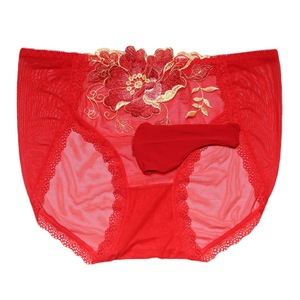 Men's Embroidered Mesh Briefs Red Flower Pattern Spandex Sexy Underwear - Product Image 5