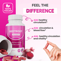 Capsules d'extrait de betterave vegan 1300mg, complément alimentaire à base de plantes pour la vitalité quotidienne