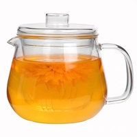 Théière en verre borosilicate artisanal de 300 ml, petite théière à fleurs, résistante à la chaleur, pour une personne, sans plomb, sans BPA, lave-vaisselle, micro-ondes