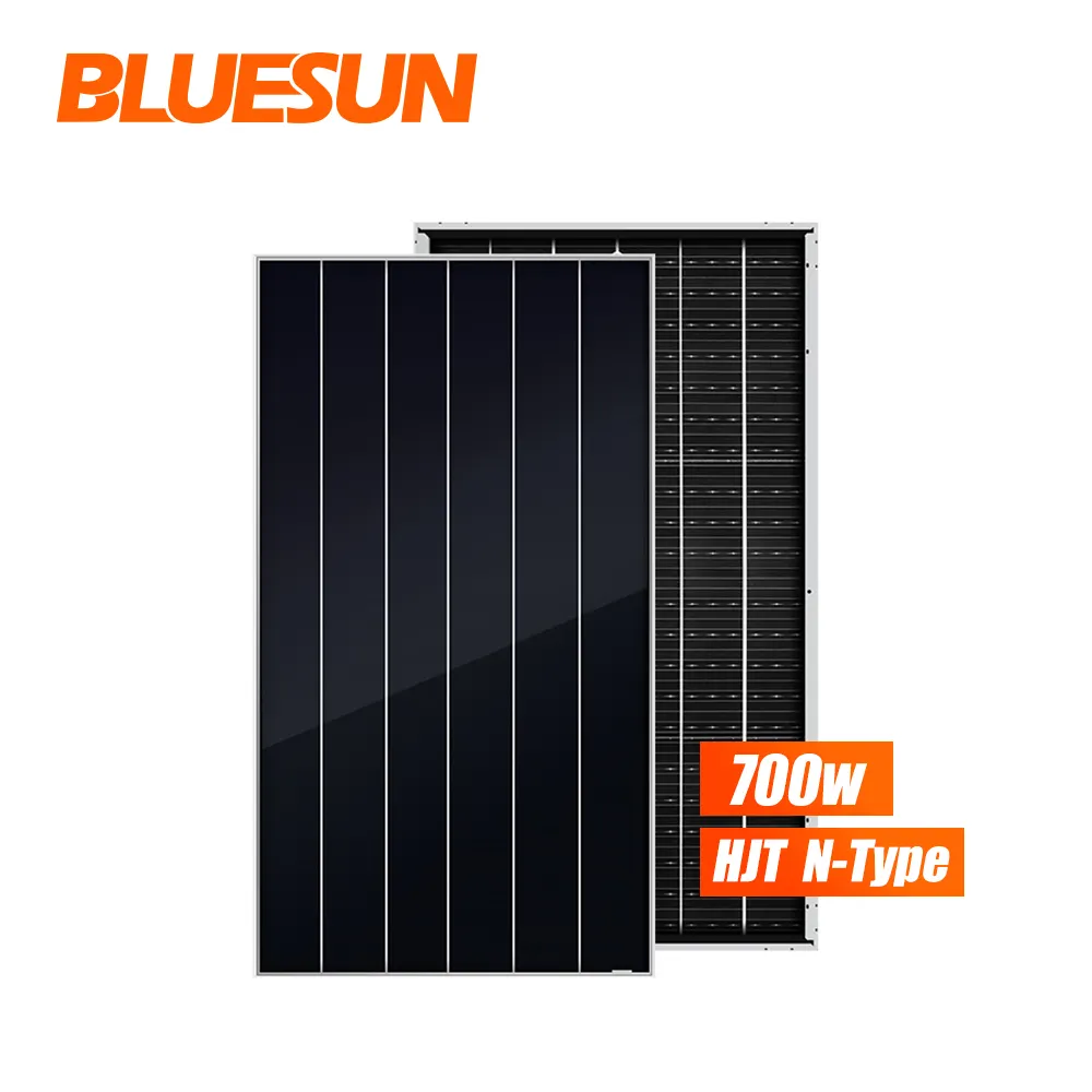 Bluesun HJT Fabricación Panel de energía solar bifacial Shingled 700W 690W 680W 670Watt Mono Uso en el hogar 1000W Panel solar Kit completo