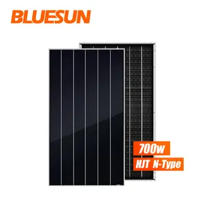 Bluesun HJT Fabricação Painel de energia solar bifacial com nervuras 700W 690W 680W 670Watt Mono uso doméstico 1000W Kit completo de painel solar