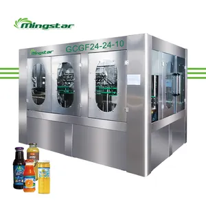मिंगस्टार जीसीजीएफ 8-8-4 1000 2000 3000बीपीएच 3 इन 1 स्वचालित कांच की बोतल स्पार्कलिंग सोडा पानी मशीन तरल भरने की मशीन