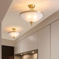 Plafonnier LED en cuivre à tête unique pour restaurant américain pour chambre à coucher, bureau, jardin, escalier, balcon et allée, éclairage en laiton