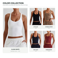 Débardeur de yoga long pour femme, ultra doux, léger, effet seconde peau, avec soutien-gorge intégré, dos nageur, ensemble de yoga et fitness, vente en gros OEM
