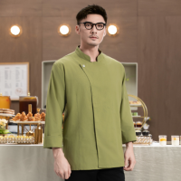 Uniforme de chef de haute qualité 100% coton, col montant tendance, pour bar, restaurant, boulangerie et restauration, vente en gros