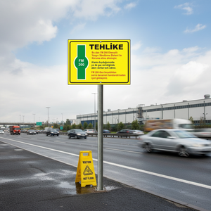 Panneau de signalisation routière réfléchissant Danger FM 200, Attention Sol Mouillé, Avertissement de sécurité pour les rues et les autoroutes - Product Image 2