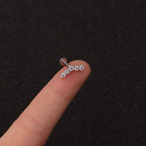 Piercing Labret in Acciaio Inox Argento 6mm / 8mm con Zirconia Cubica, Comodo <span class=keywords><strong>per</strong></span> Piercing <span class=keywords><strong>Helix</strong></span> e Trago - Product Image 6