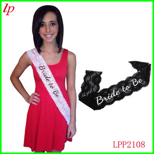 Lace <b>Bride</b> To Be <b>Sash</b> For Bachelorette Wedding Party Red Black LPP2108 - Product Image 1