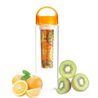 Bouteille d'eau en plastique sans BPA avec infuseur à fruits et logo personnalisé, 700 ml, pour le camping