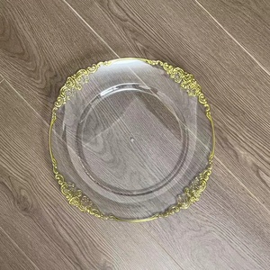 环保透明装饰圆板烫印主椅子婚礼酒店派对餐盘 - Product Image 3