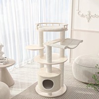 Arbre à chat moderne de luxe à 5 niveaux en bois massif avec grattoir pour grands chats