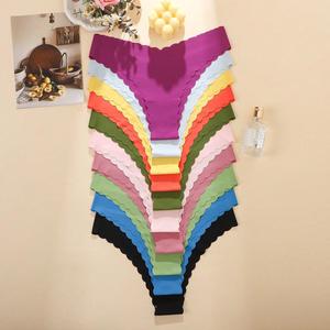 Confezione da 10 mutandine triangolari stampate senza cuciture da donna, con bordo smerlato sulle cinture <span class=keywords><strong>e</strong></span> sui bordi delle gambe, intimo traspirante per l'estate - Product Image 4