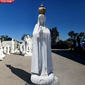 YOUFINE Statue <span class=keywords><strong>de</strong></span> Notre-Dame <span class=keywords><strong>de</strong></span> Guadalupe en marbre blanc sculptée à la main avec base en mandorle rayonnante et ange pour église - Product Image 2