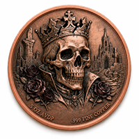 Pièce de monnaie ronde en cuivre personnalisée de 5 oz, motif couronne gothique, roses, château, fantaisie, impression UV, relief élevé, commémorative, OEM, vente en gros, usine