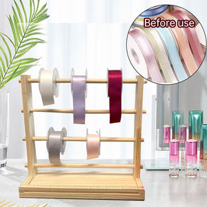 Youlike Porte-ruban à 3 niveaux en bois de pin naturel fait à la main décoratif, organisateur de ruban de luxe pour salle d'artisanat, cadeau d'artisanat d'emballage - Product Image 3