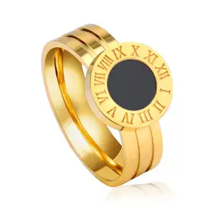 High Quality Fashion Gold Plated Ring with Black Diamond Engagement Jewelry Ring