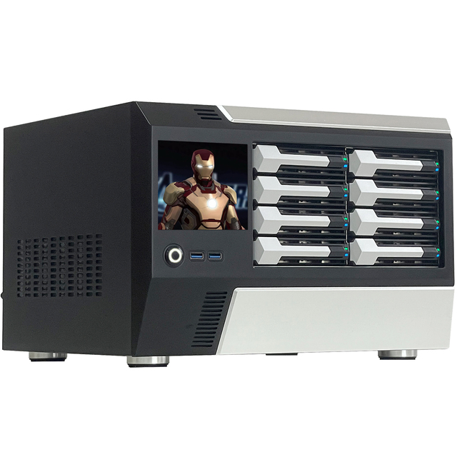ZhenLoong-X86 8 Bay NAS case Storage Chassis Hard Disk Drive Hot Swappble 12Gb Backbplane SFF8643 Support MATX/ITX Motherboard
