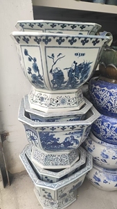Vaso di fiori in ceramica con foro di drenaggio per piante <span class=keywords><strong>Bonsai</strong></span> fiore di Aloe decorazione per interni vaso di fiori blu e bianco - Product Image 4