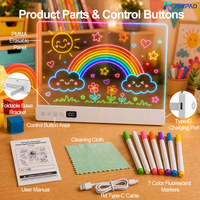 Tableau de Dessin LED Effaçable à Lumière Uniforme et Protectrice pour les Yeux, 16 Modes d'Éclairage, Rechargeable 1500mAh, Vente Chaude Directe Usine