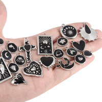 Pendentifs en émail couleur argent noir Senmei, breloques en acier inoxydable en forme de soleil, cœur, animaux pour la fabrication de bijoux DIY, colliers