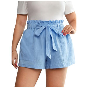 Pantalones cortos de lino de primera calidad para mujer con diseño fresco Cintura relajada Ajuste Fácil de emparejar con tops - Product Image 1