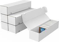 Caja de Almacenamiento para Tarjetas Coleccionables, Blanca, de Cartón Corrugado, para Tarjetas Deportivas TCG, Tarjetas de Baloncesto y Tarjetas Coleccionables