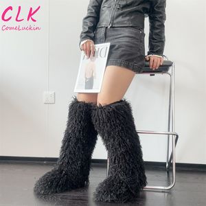 فو المنغولية الصوف الثلوج أحذية طويلة الدافئة أفخم منصة الركبة عالية في الهواء الطلق فروي الفتيات لطيف الأحذية - Product Image 2