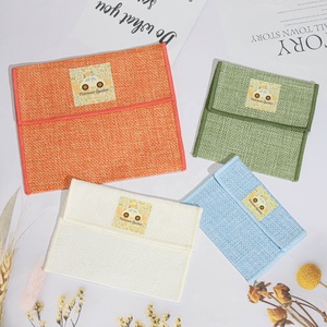 高級カラフルジュート封筒ミラー櫛ジュエリーポーチ天然カスタムロゴプリント化粧ブラシギフト封筒ジュートポーチ - Product Image 3