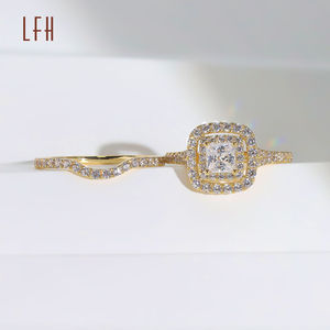 แหวนทองคำแท้18K สุดหรูแหวนแต่งงาน CZ สีขาวตัดกลมแหวนหมั้นสำหรับผู้หญิงทองแท้เครื่องประดับ18K มีใบรับรอง - Product Image 2