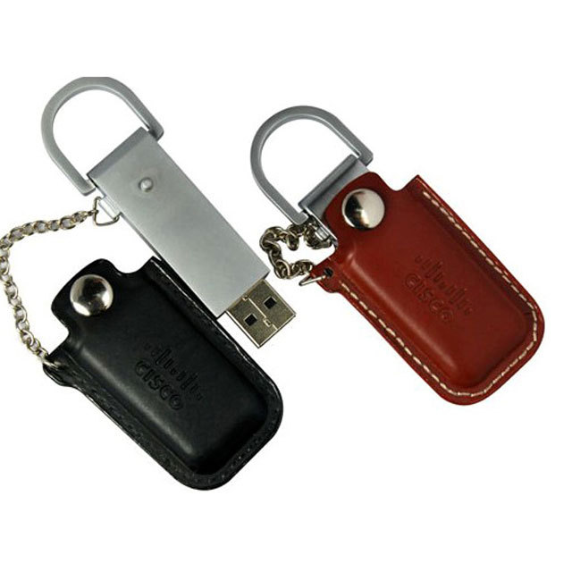 New Metal USB Flash Drive with Leather Bag 1GB-64GB (2.0/3.0) Custom Logo in Stock